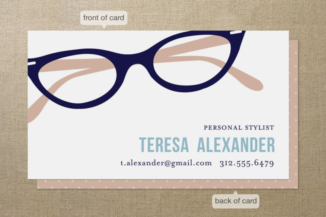 "Specs" - Business Cards in Cream, by leslie hamer - Front