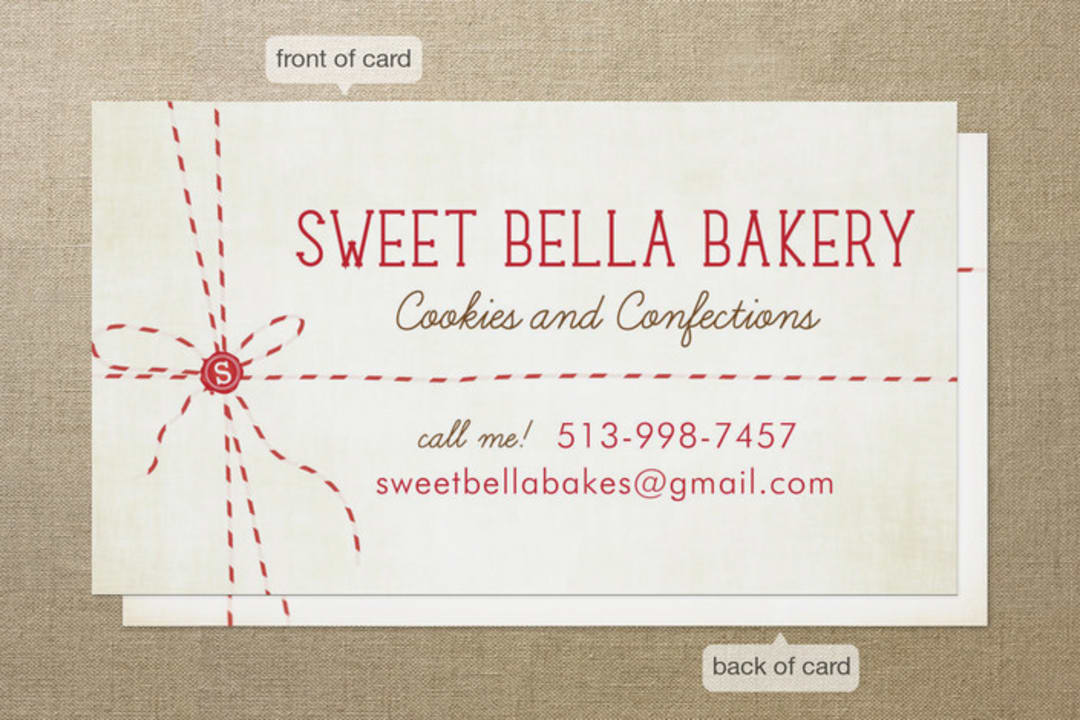 "Baker's Twine" - Business Cards in Cherry by Paige Rothhaar - Front