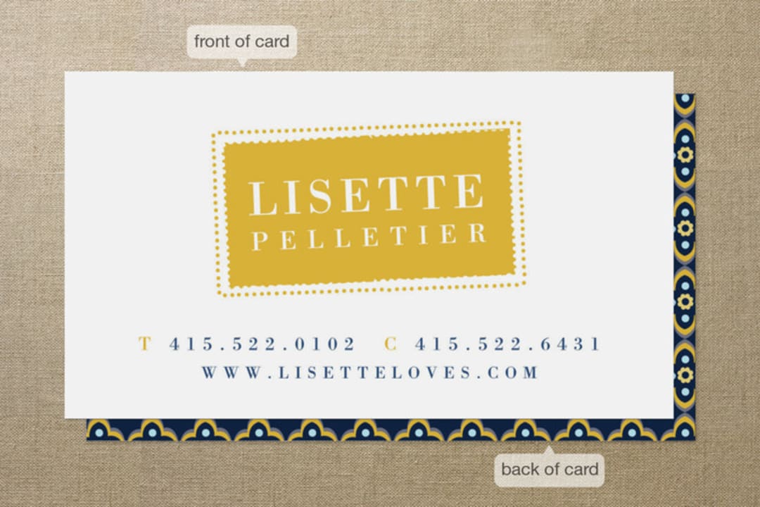 "Vintage Stamp" - Business Cards in Navy by Jody Wody - Front