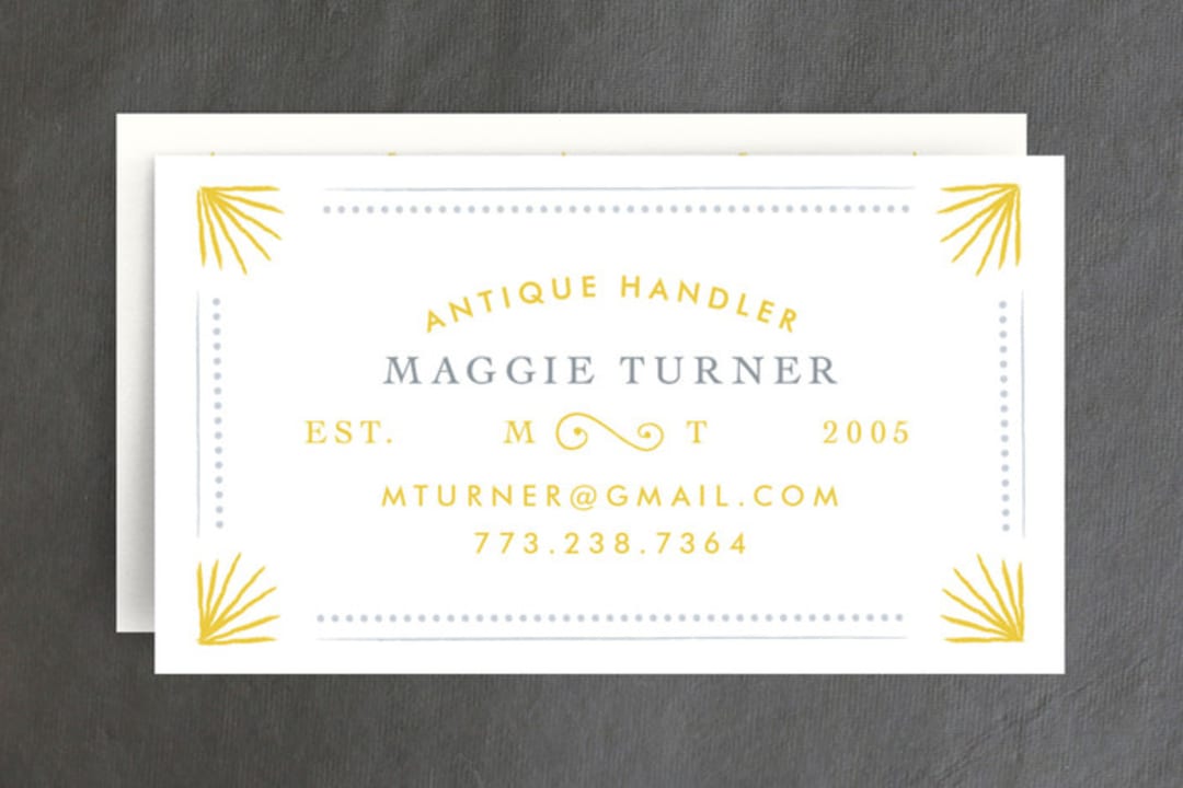 "Chic & Antique" - Business Cards in Gold by Morgan Ramberg - Front