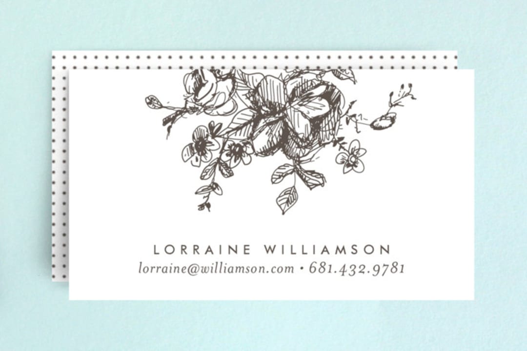 "Gold Sketched" - Business Cards in Charcoal by Phrosné Barwood - Front