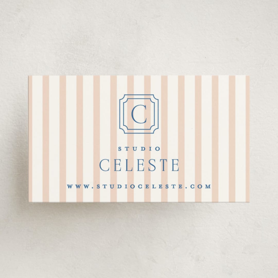 "Preppy" - Business Cards in Coral by Erin German - Front