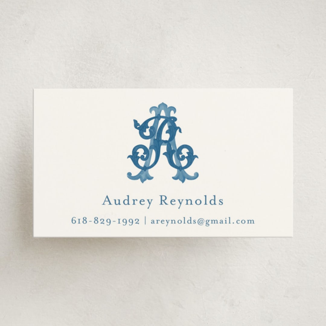 "New Orleans Crest (add-on)" - Business Cards in Bluebell by Jenna Holcomb - Front