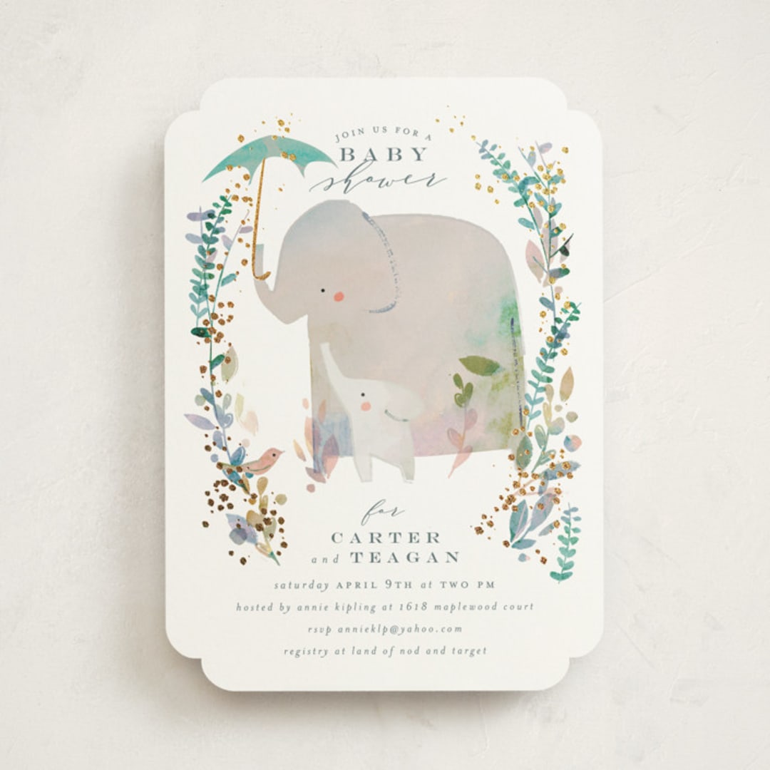 "Elephant Shower" - Baby Shower Invitations in Forest by Lori Wemple - Front