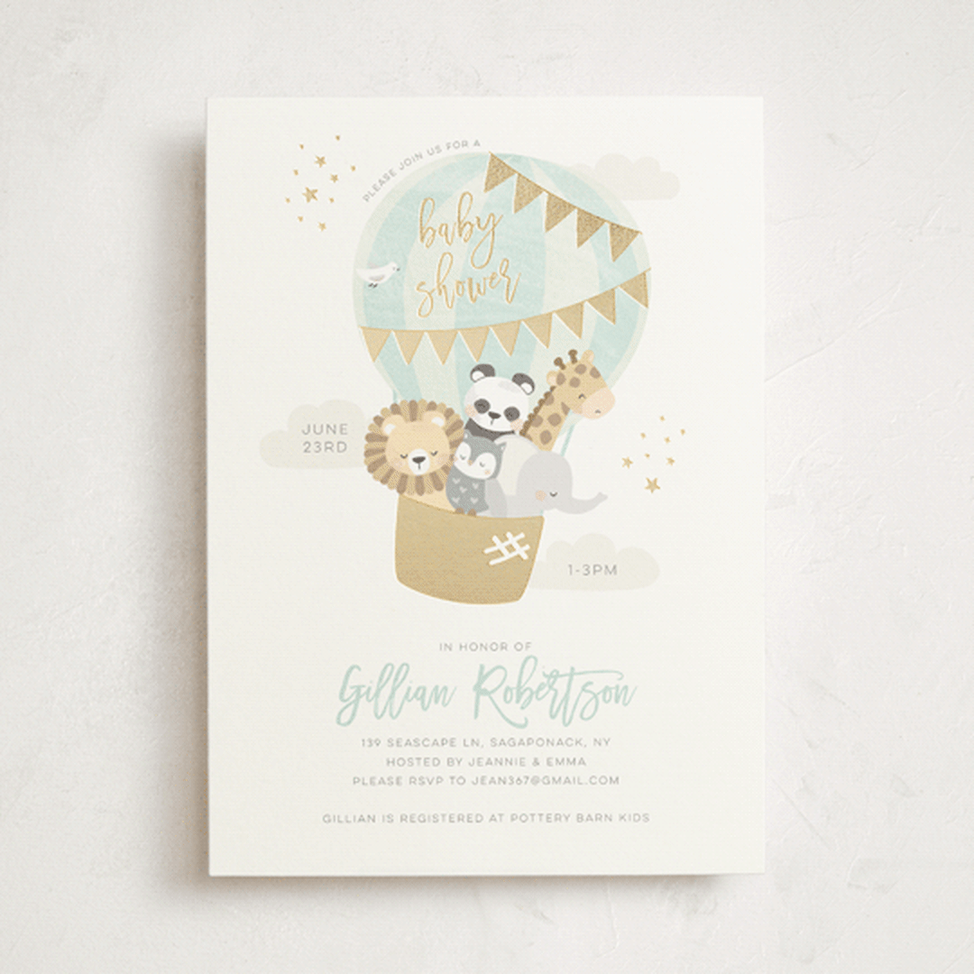 "baby balloon ride" - Baby Shower Invitations in Seafoam by peetie design - Front