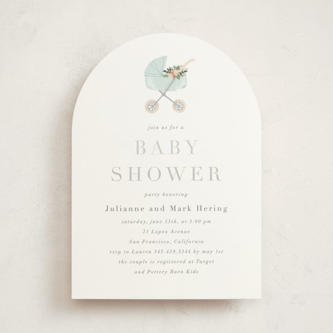 "Love and Flowers" - Baby Shower Invitations in Mint by Juliana Zimmermann - Front
