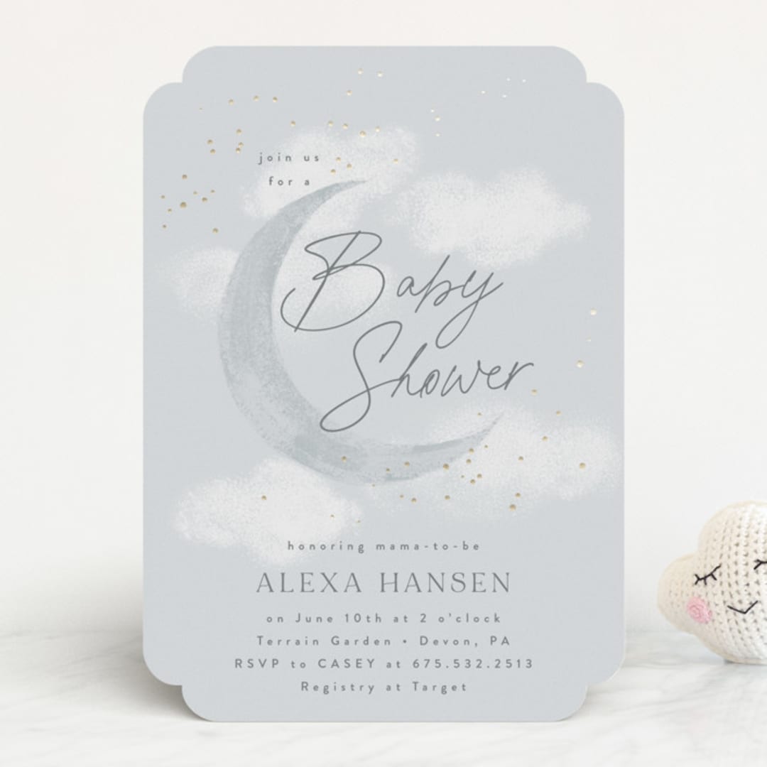 "Moondust" - Baby Shower Invitations in Cloud by Everett Paper Goods - Front