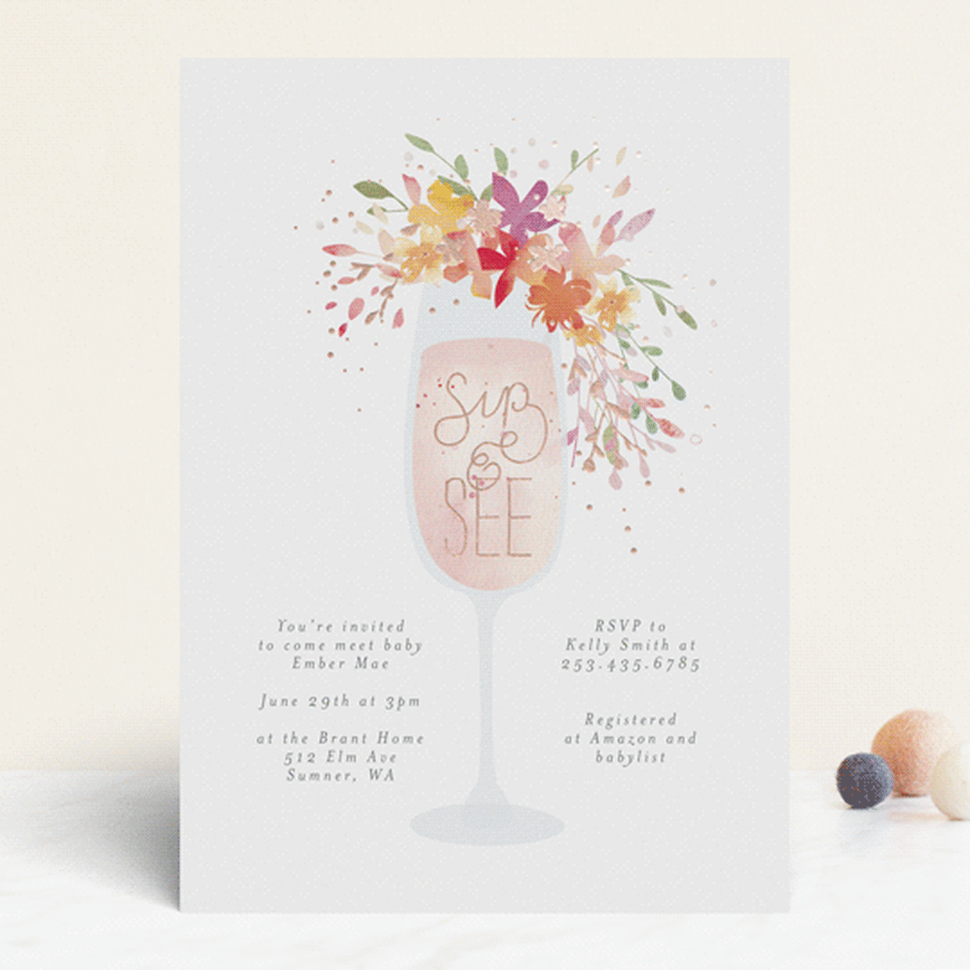 "Botanical Sip n See" - Baby Shower Invitations in Vibrant by Itsy Belle Studio - Front