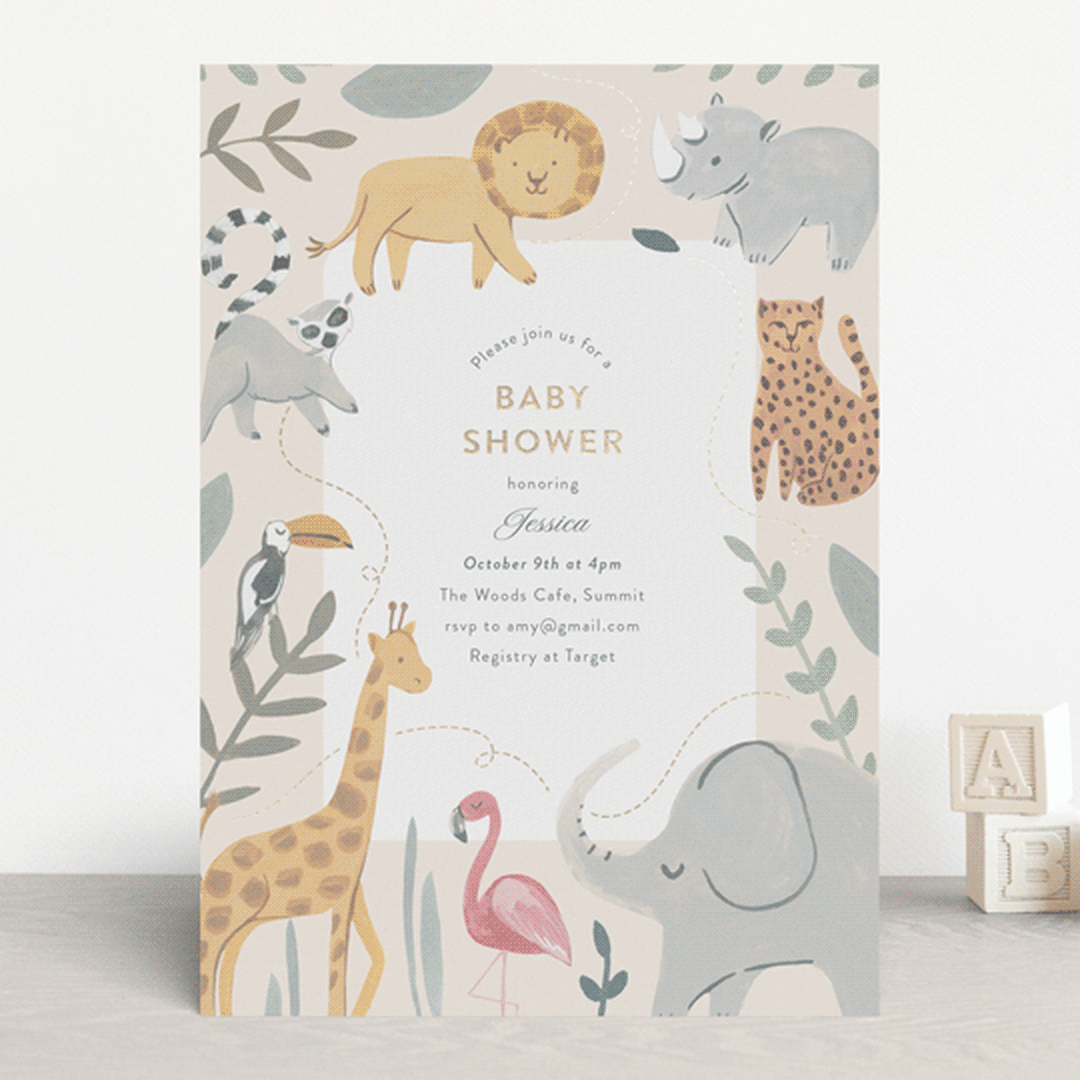 "Safari Dreams" - Baby Shower Invitations in Sunshine by Teju Reval - Front