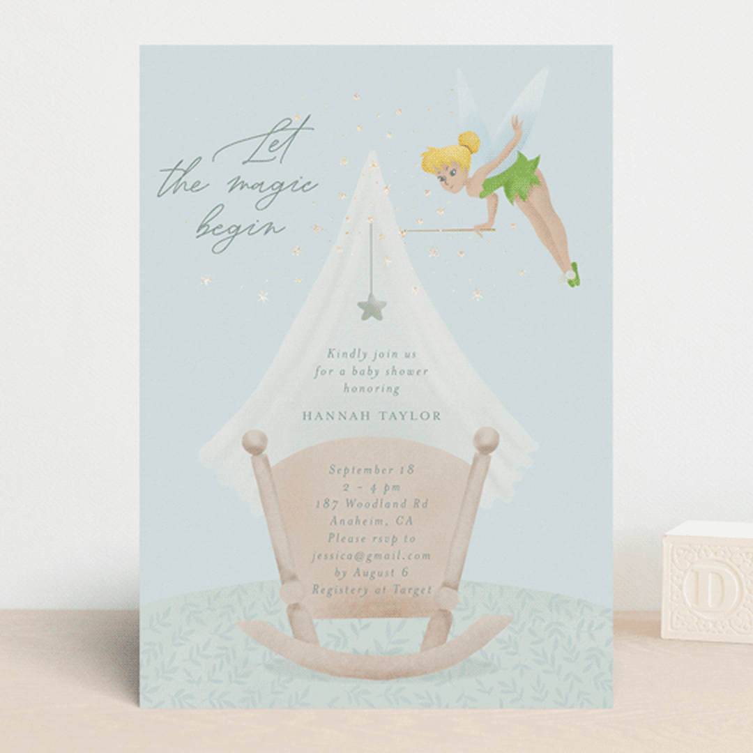 "Disney’s Tinkerbell Magic" - Baby Shower Invitations in Sage by frau brandt - Front