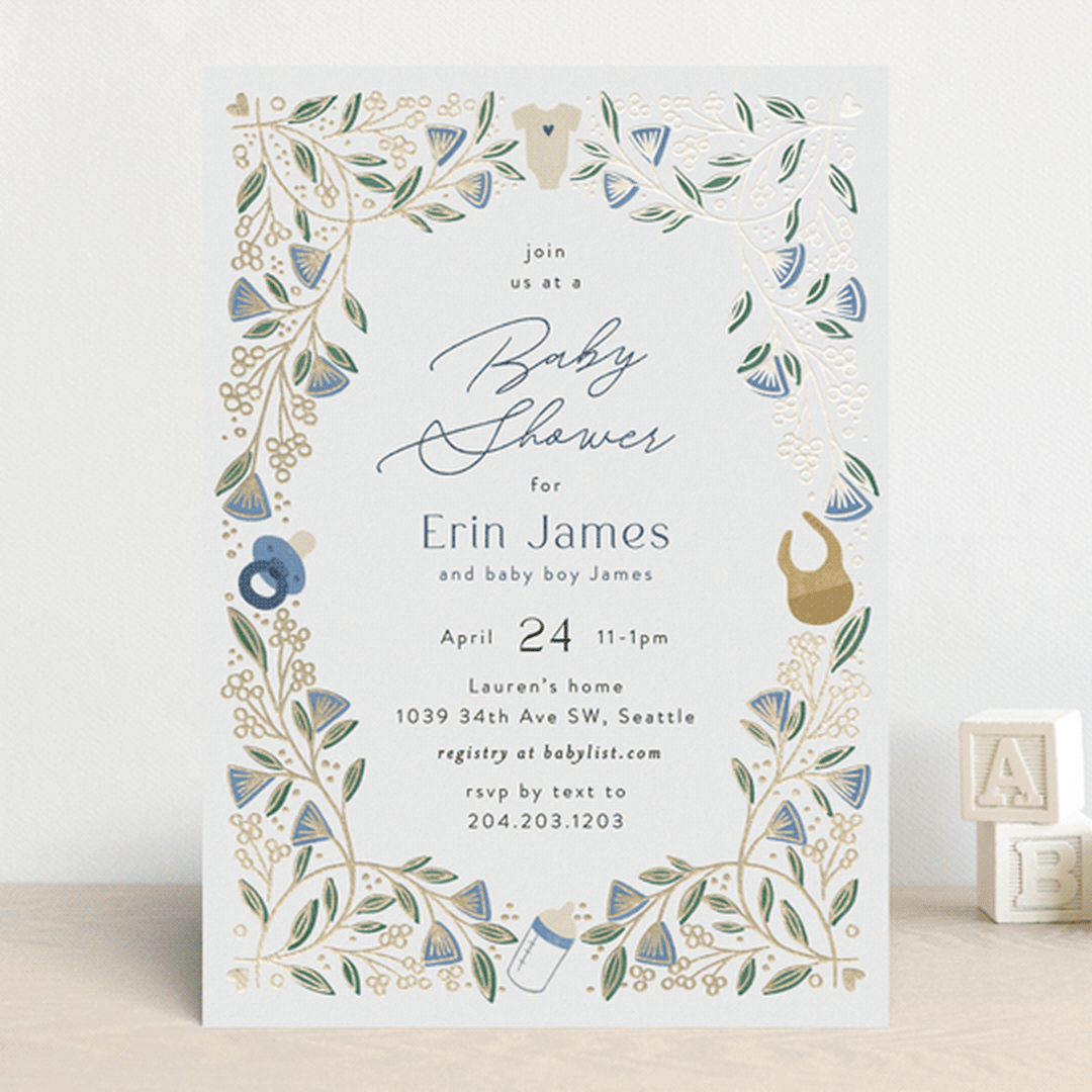 "Baby Vines" - Baby Shower Invitations in Sky by Alethea and Ruth - Front