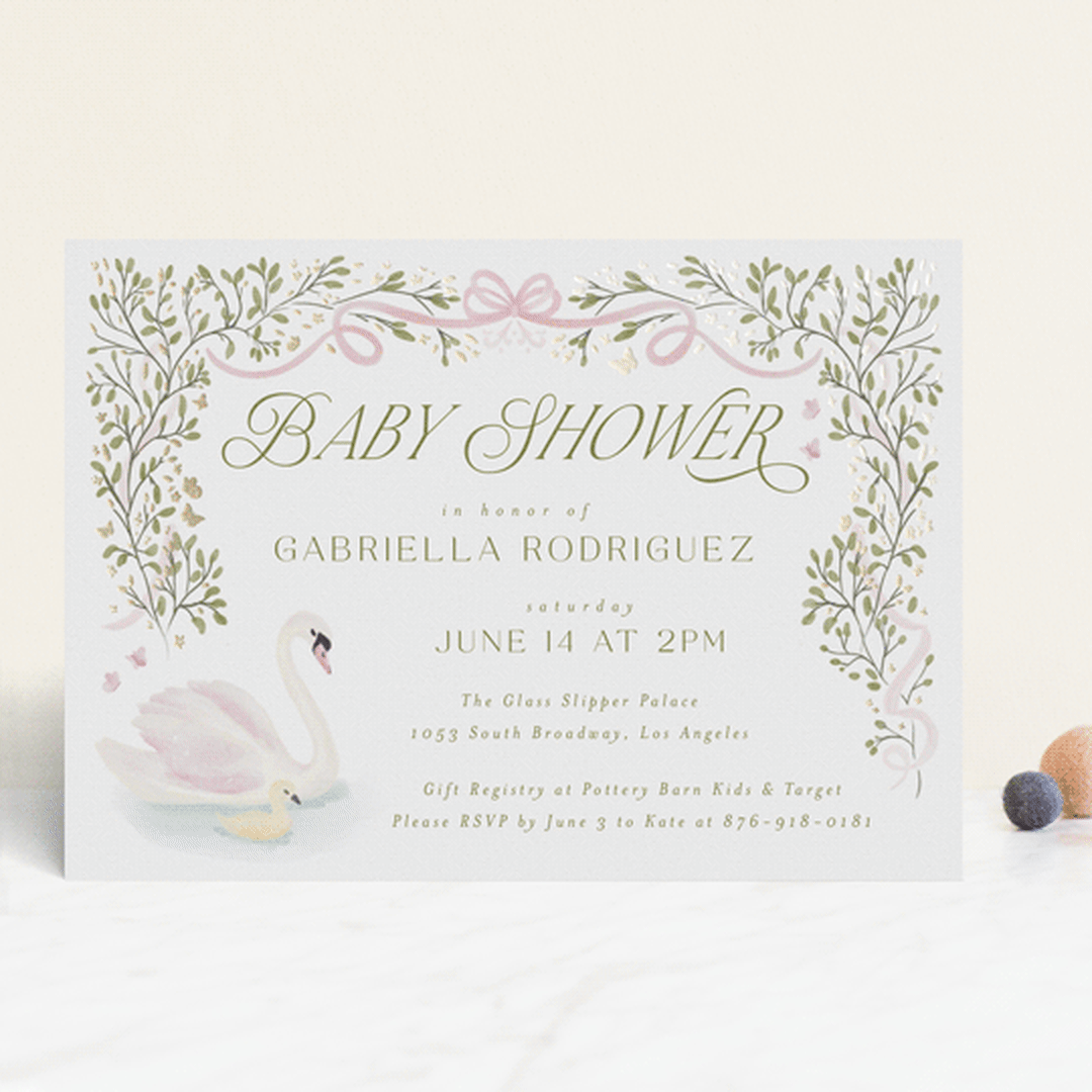 "Swan Princess" - Baby Shower Invitations in Ballet Slipper by Jenna Holcomb - Front