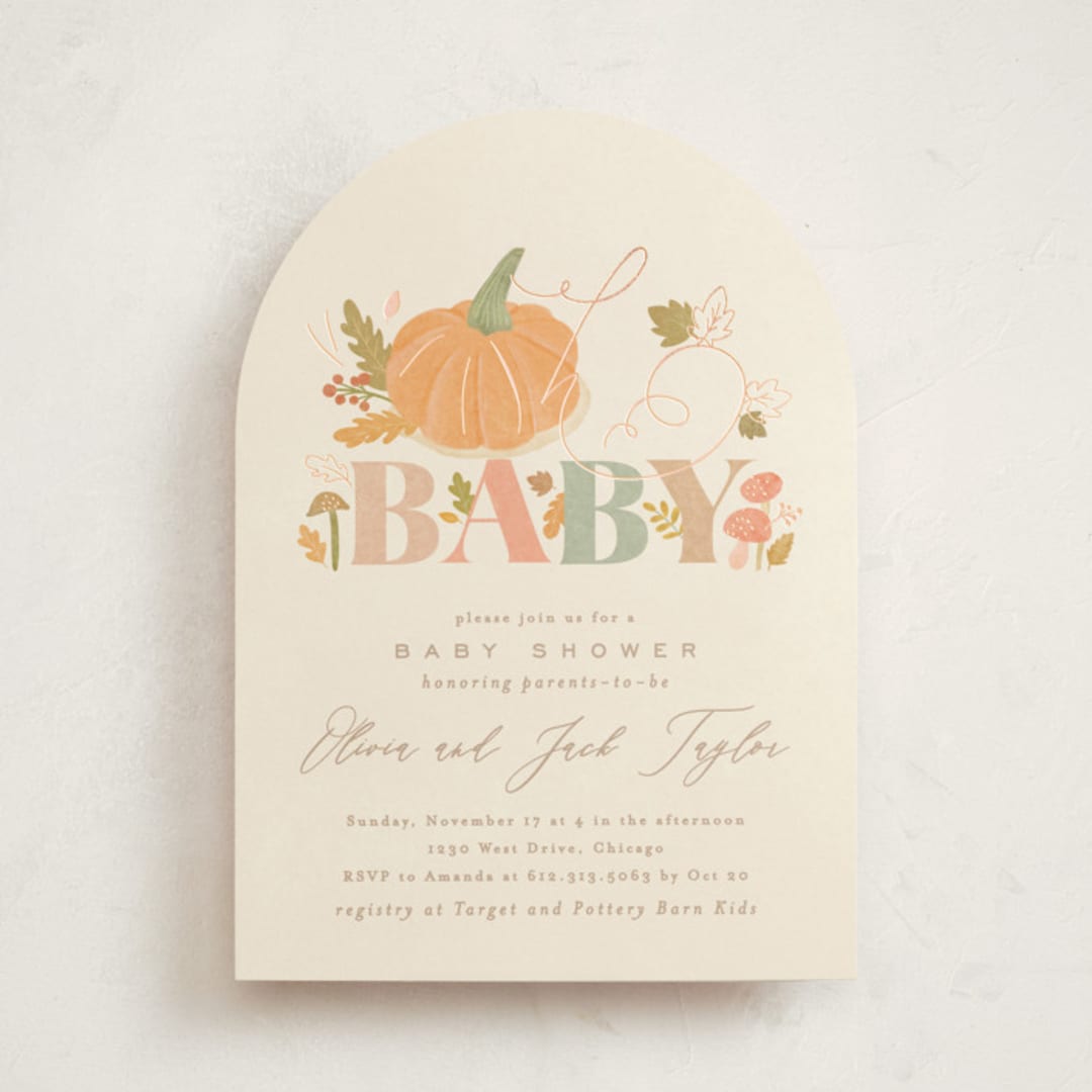 "Little Pumpkin" - Baby Shower Invitations in Latte by Creo Study - Front