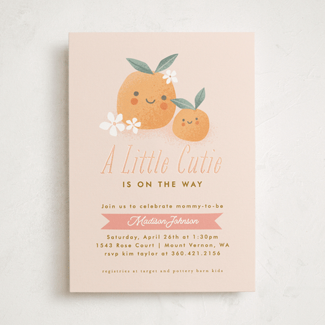"little cutie oranges" - Baby Shower Invitations in Peach by Karidy Walker - Front