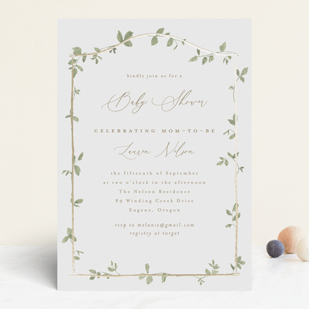 "Canopy" - Baby Shower Invitations in Ivy by Everett Paper Goods - Front