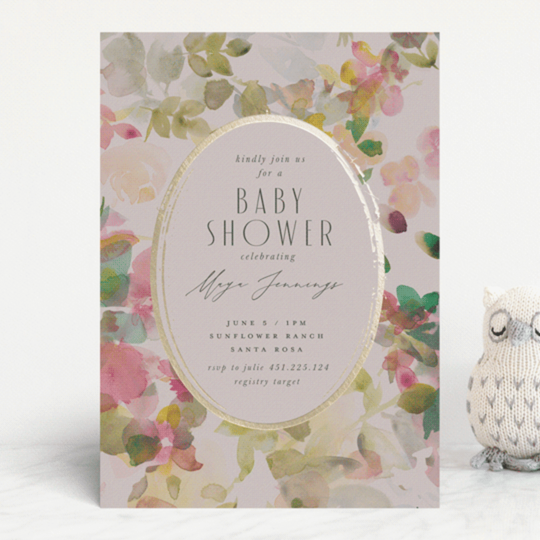 "floral jewels" - Baby Shower Invitations in Wild Berry by Lori Wemple - Front