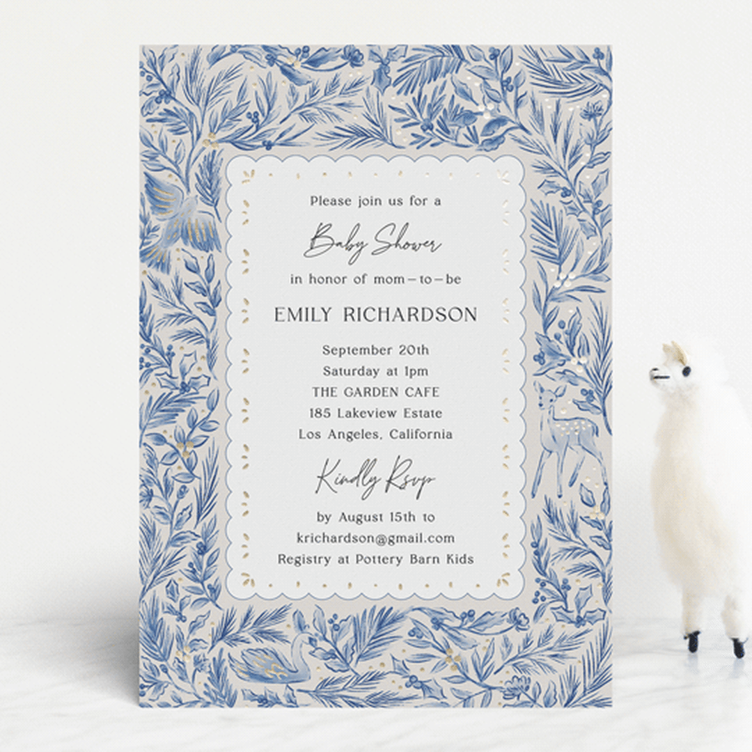 "Winter Cottage" - Baby Shower Invitations in Ocean by Elly - Front