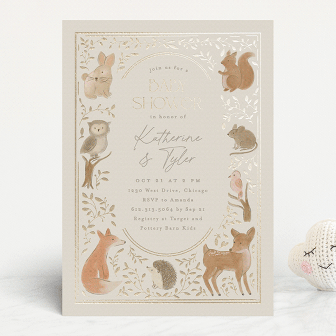 "Woodland storybook" - Baby Shower Invitations in Ecru by Creo Study - Front