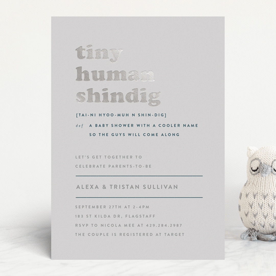 "Tiny Human" - Baby Shower Invitations in Whale by Corinne Malesic - Front