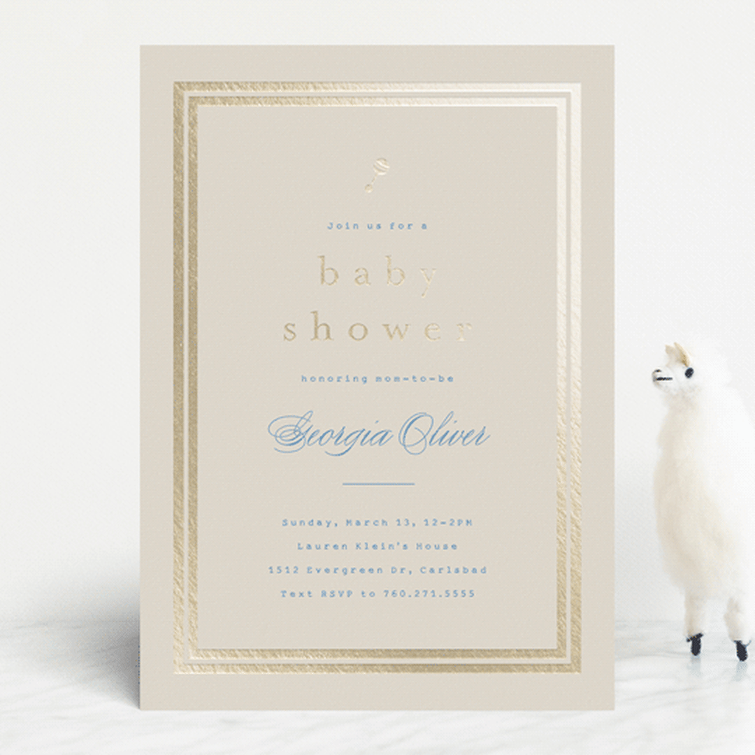 "Classic Start" - Baby Shower Invitations in Powder Blue by Carolyn MacLaren - Front