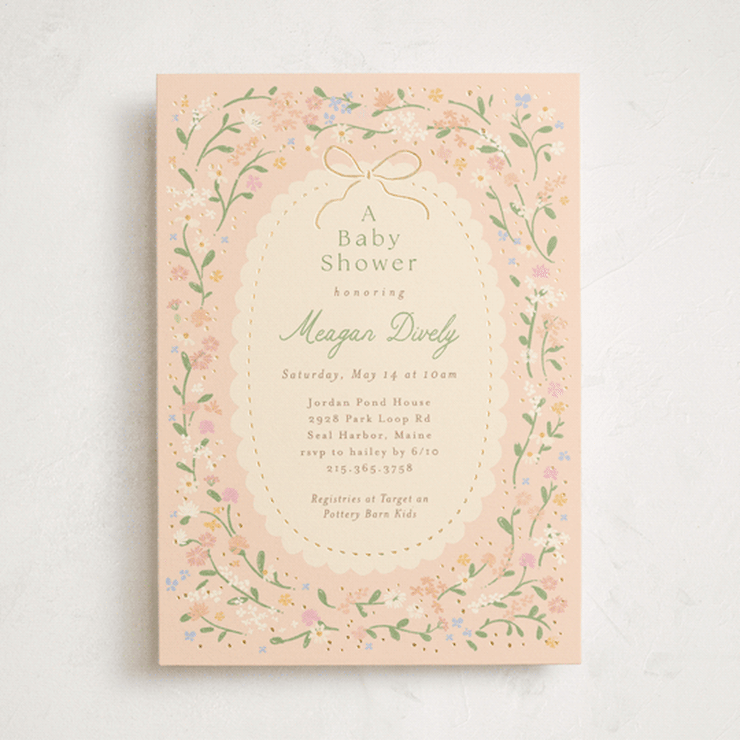 "New blooms" - Baby Shower Invitations in Ballet Slipper by Jennifer Wick - Front