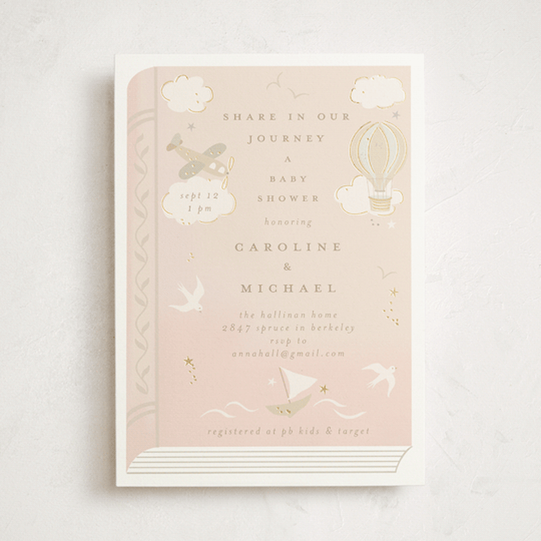 "Our Journey" - Baby Shower Invitations in Blush by Jennifer Holbrook - Front