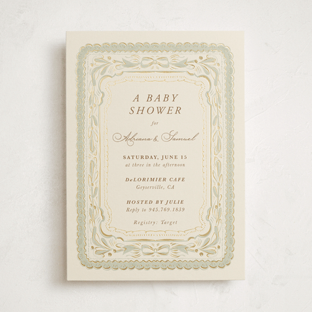 "Scallop Border" - Baby Shower Invitations in Buttercream by Lucrecia Caporale - Front