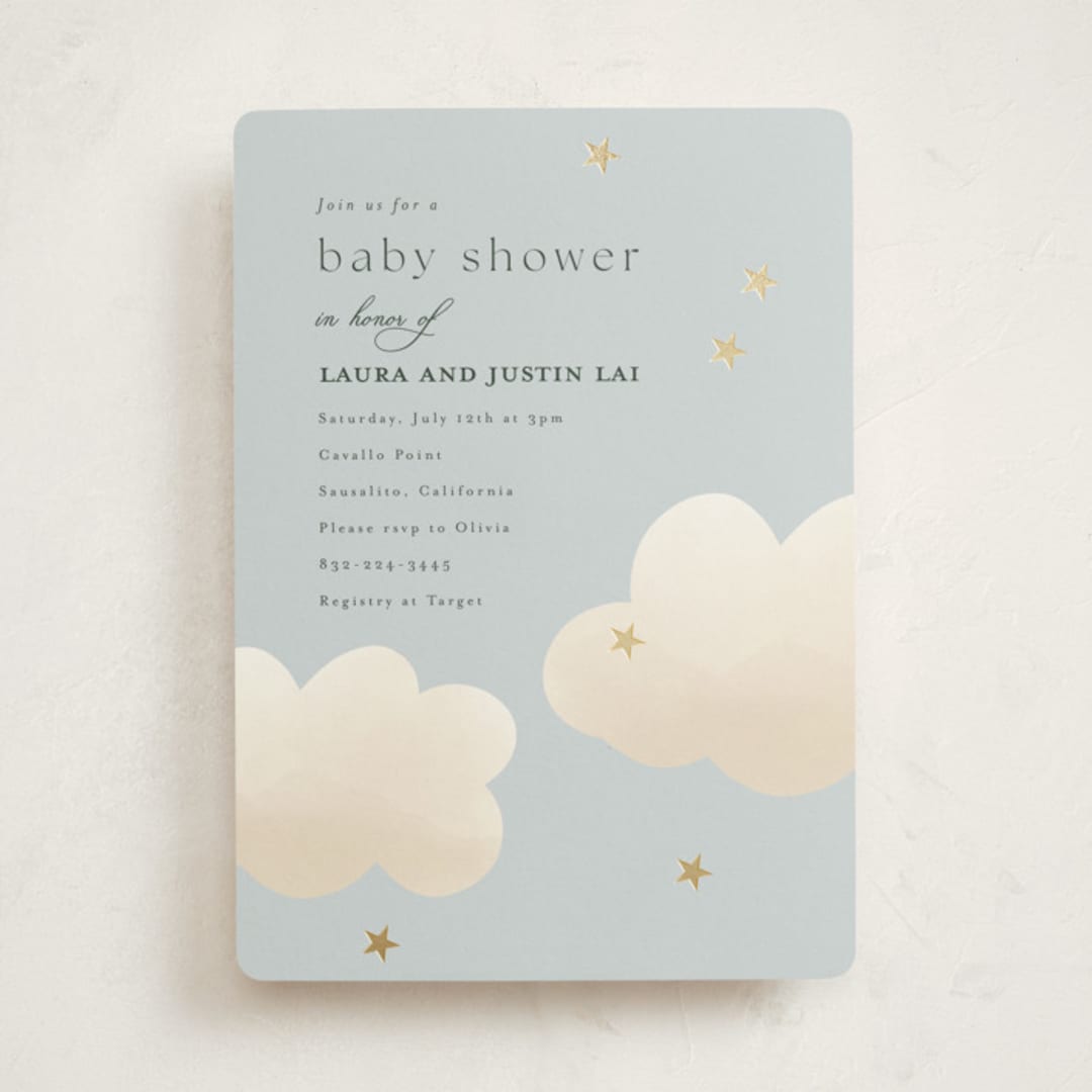 "Twinkle Twinkle" - Baby Shower Invitations in Sky by Joyce Pinheiro - Front