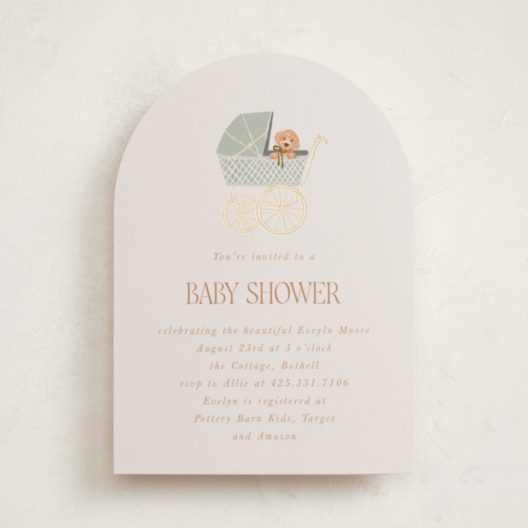 "Waiting for a sibling" - Baby Shower Invitations in Sea Fog by Erin Kessler - Front