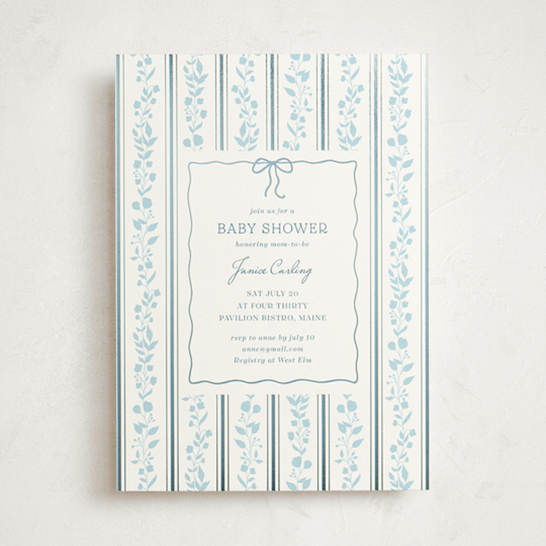 "Vintage Stripe" - Baby Shower Invitations in Powder Blue by Anna Black - Front