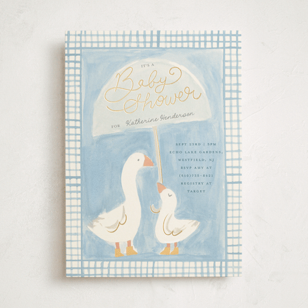 "Little Goose" - Baby Shower Invitations in Raindrop by Teju Reval - Front
