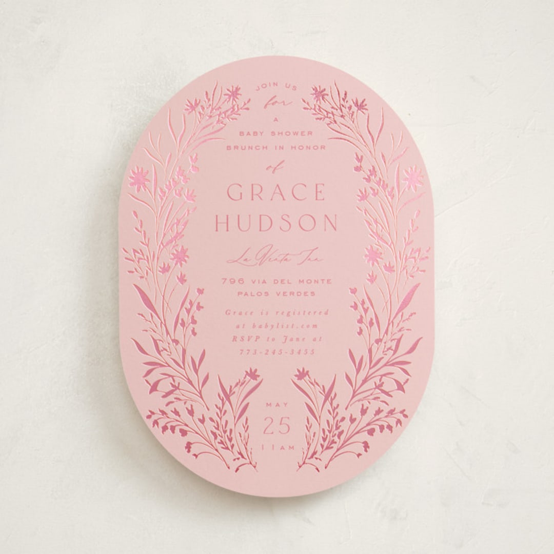 "Wildflower" - Baby Shower Invitations in Rose by Leah Bisch - Front