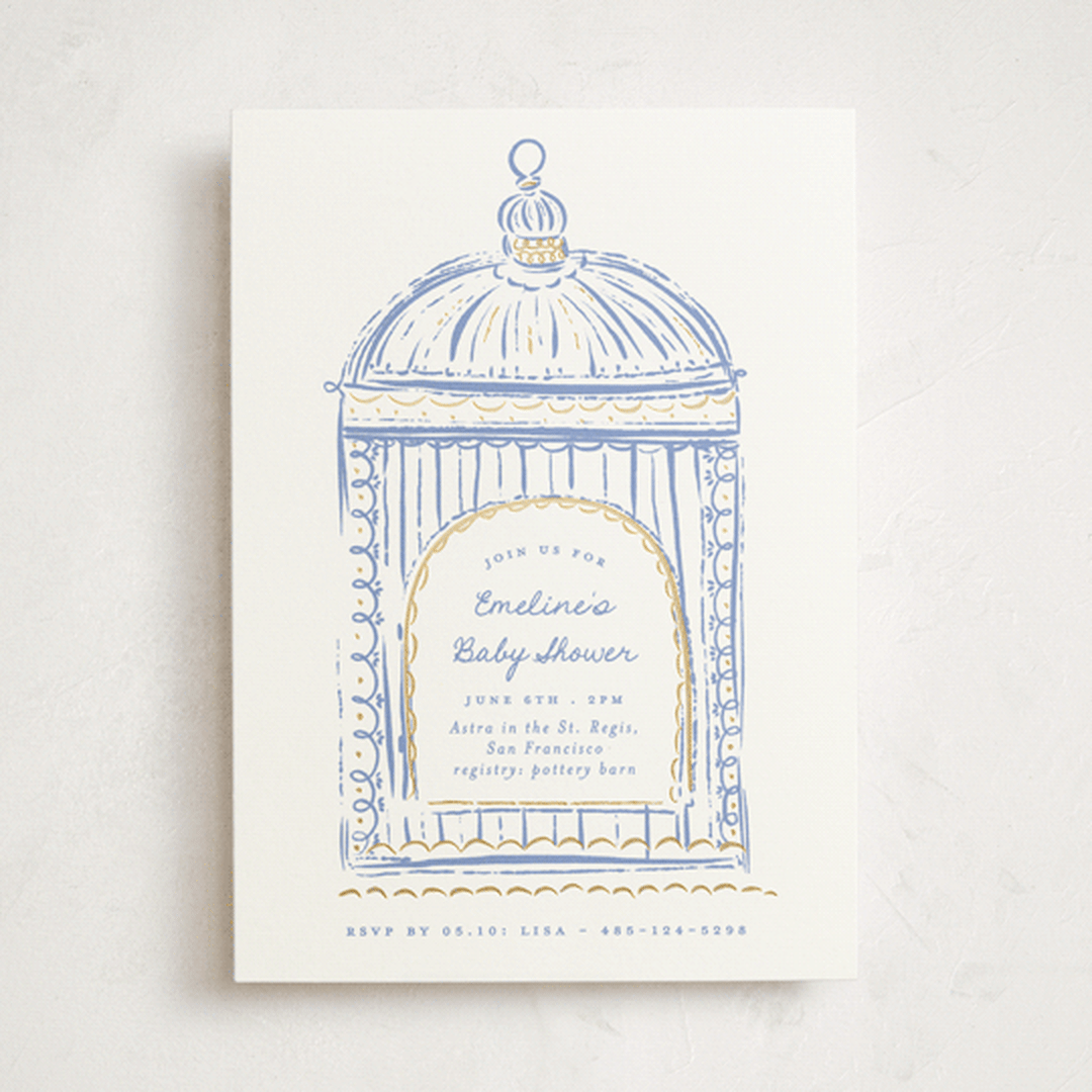 "Birdie" - Baby Shower Invitations in Bluebell by Gwen Bedat - Front