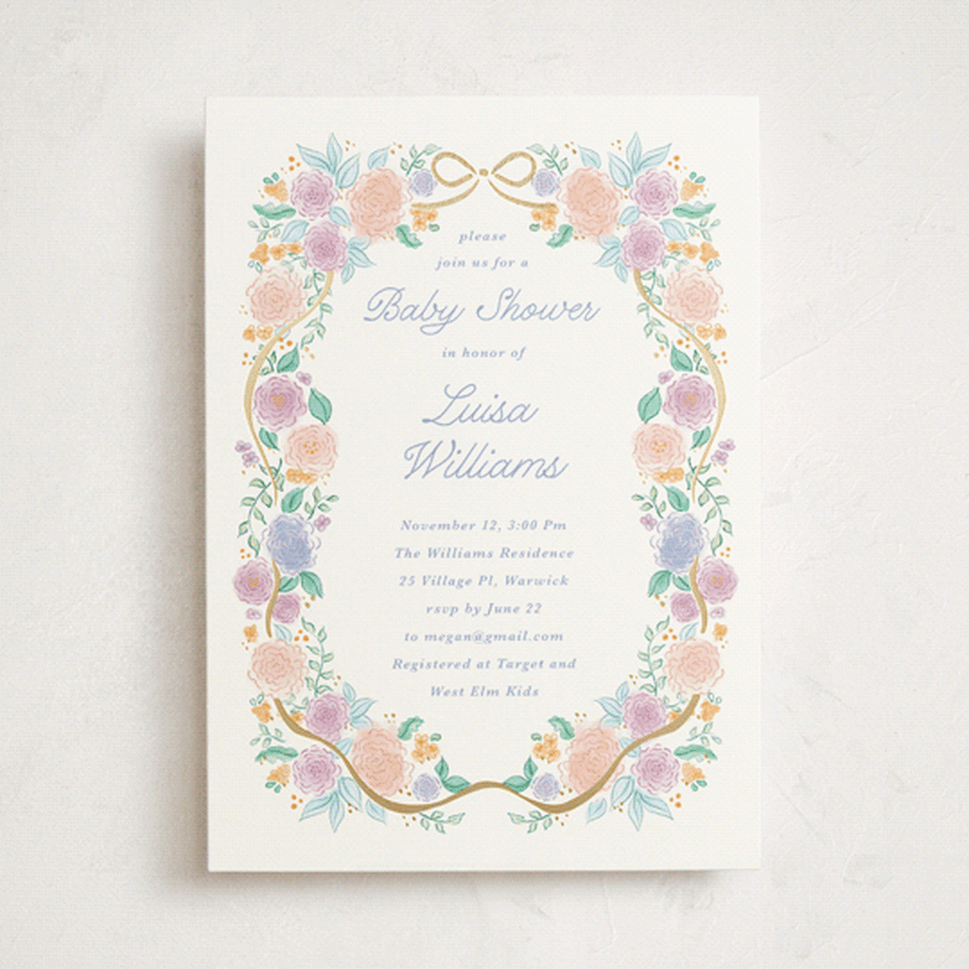 "Garden Magic" - Baby Shower Invitations in Lilac by Tamara Hilje - Front