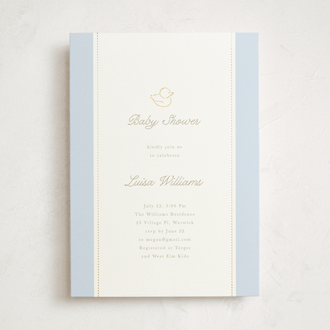 "Baby Duck" - Baby Shower Invitations in Hydrangea by Tamara Hilje - Front
