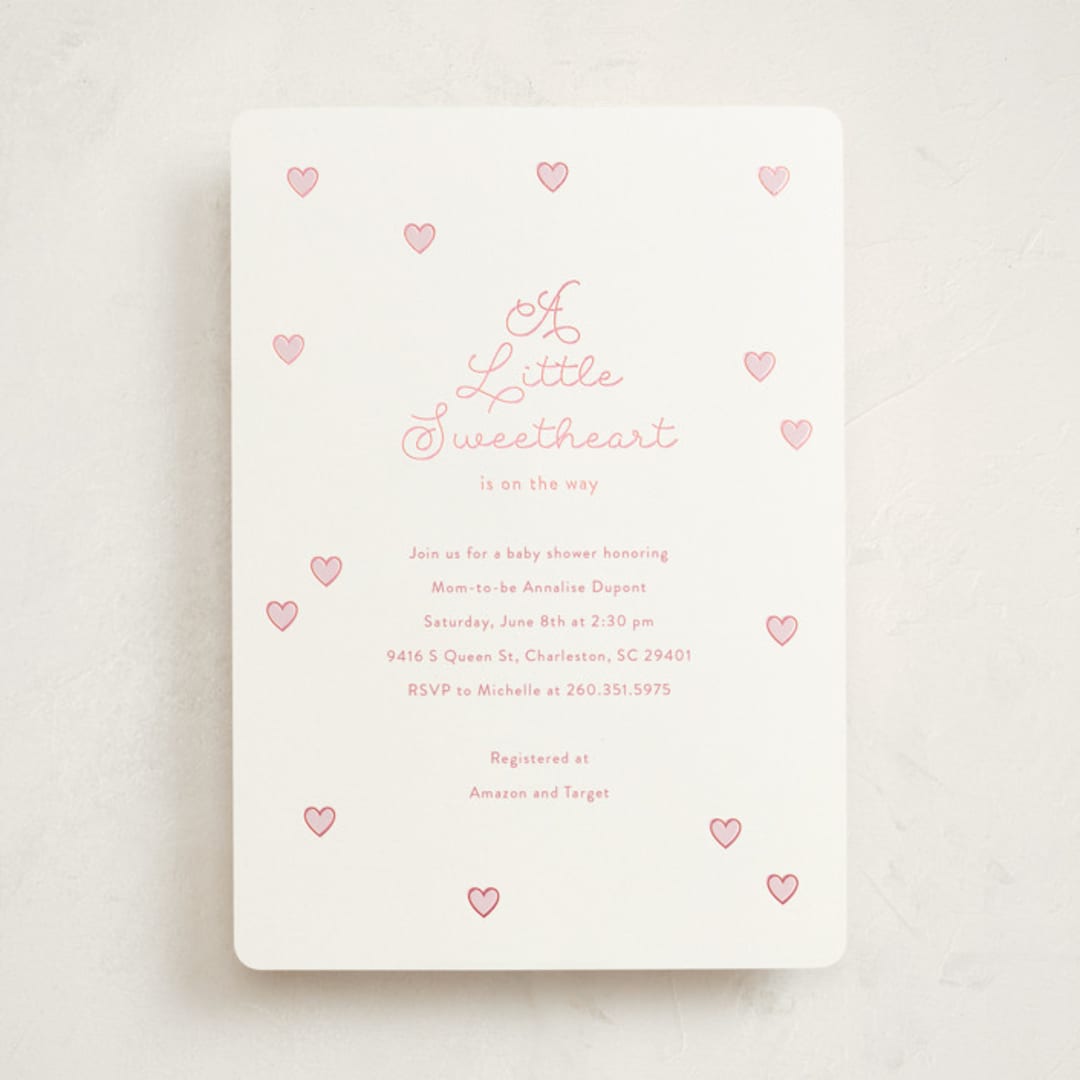 "Little Sweetheart" - Baby Shower Invitations in Strawberry by Angela Garrick - Front
