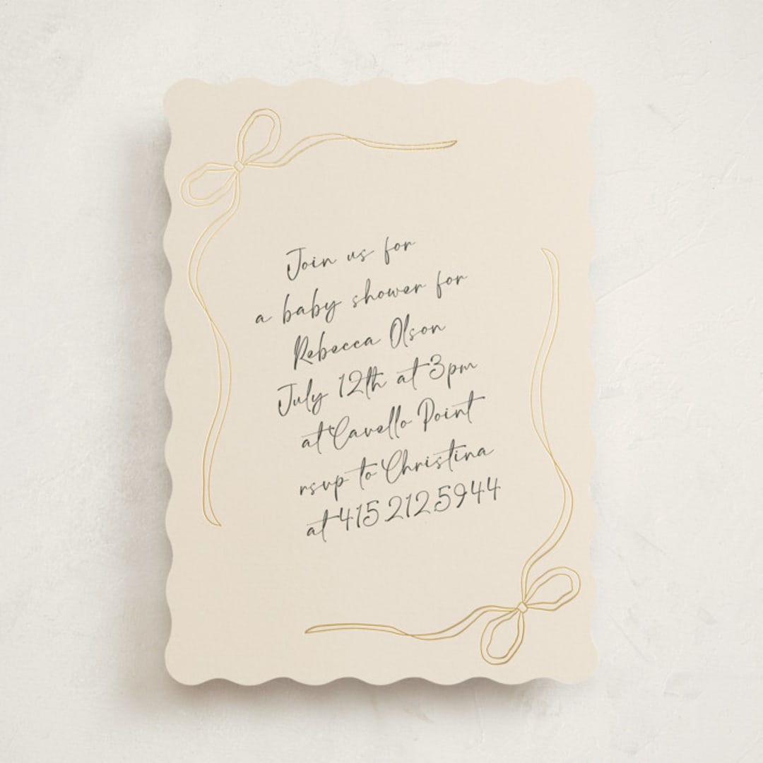 "Tied with Love" - Baby Shower Invitations in Linen by Joyce Pinheiro - Front