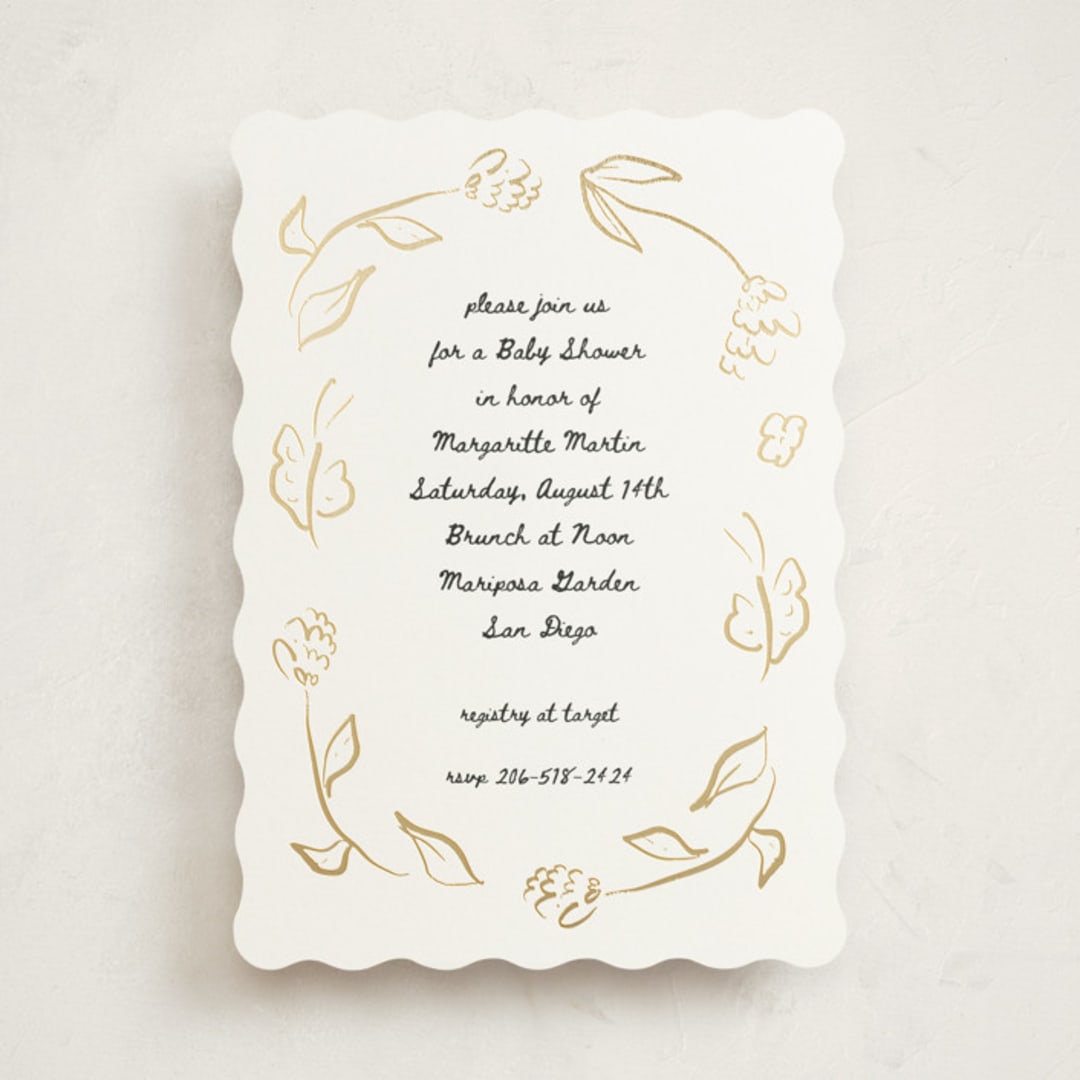 "Golden Flowers" - Baby Shower Invitations in Cloud by Ani Somi - Front