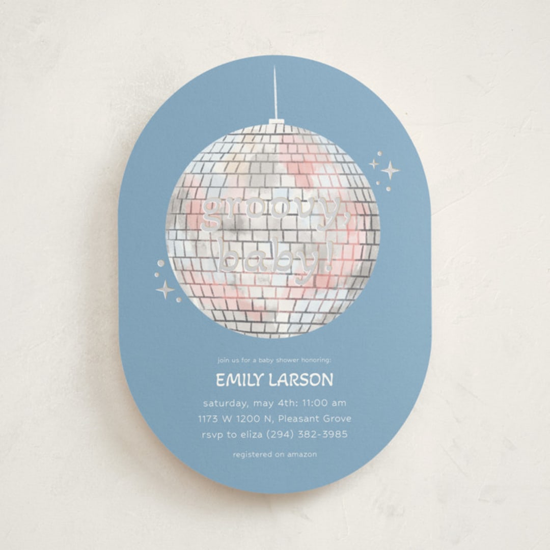 "Groovy Baby" - Baby Shower Invitations in Cobalt by Janna Sue Design - Front
