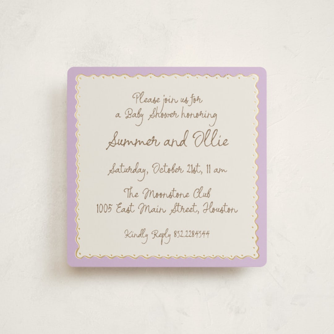 "Sugar" - Baby Shower Invitations in Lavender by Pati Cascino - Front