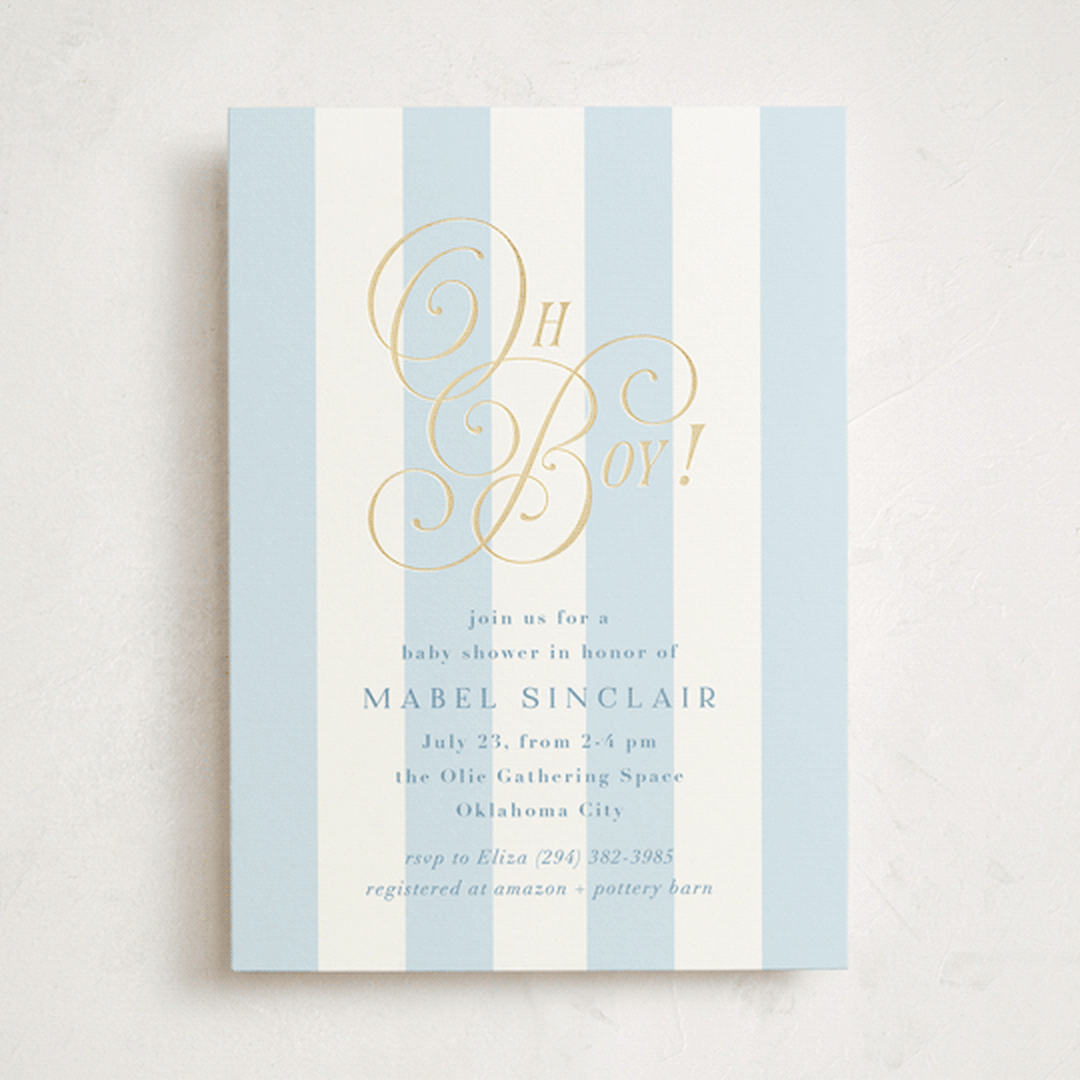 "Oh Boy!" - Baby Shower Invitations in Bluebonnet by Laura Hankins - Front