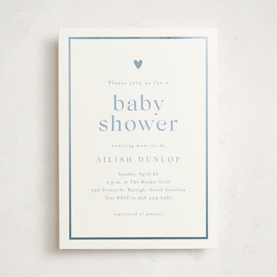 "Heartbeat" - Baby Shower Invitations in Provincial Blue by Stacey Meacham - Front