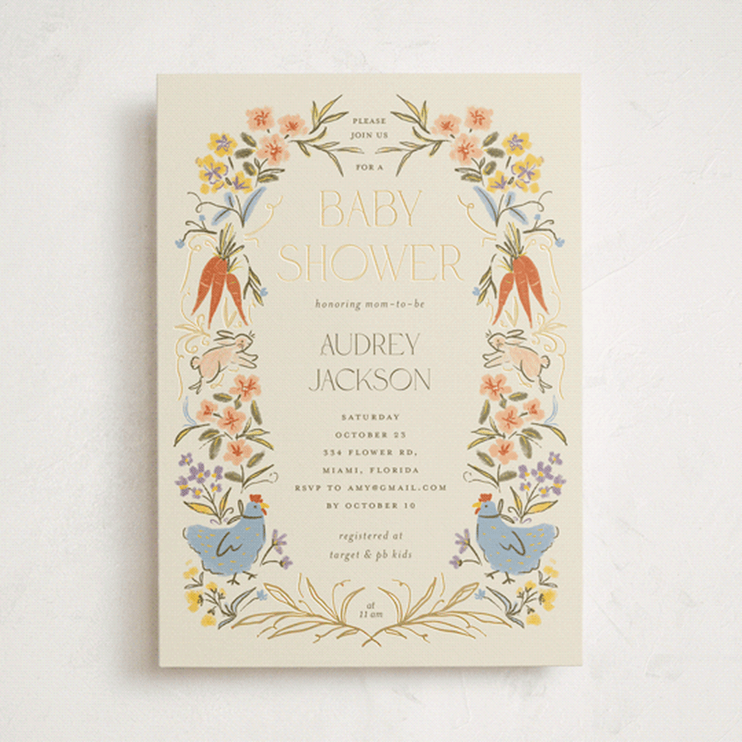 "Whimsical Frame" - Baby Shower Invitations in Creamery by Vera Lim - Front