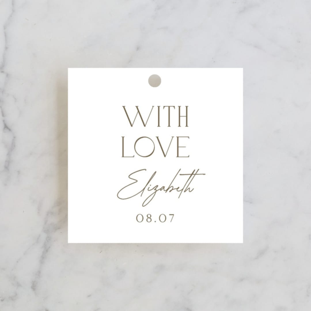 "Modern Take" - Bridal Shower Favor Tags in Snow by Yaling Hou Suzuki - Front