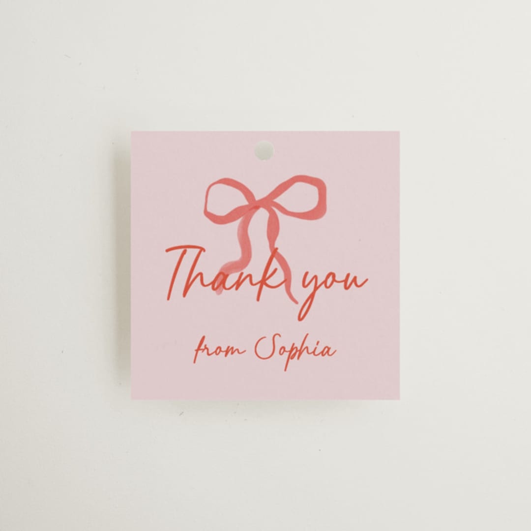 "Cottage Ribbons" - Bridal Shower Favor Tags in Strawberry by Elly - Front