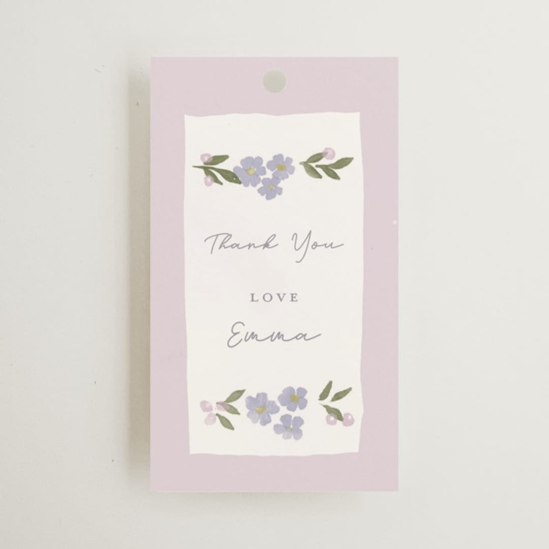 "pretty little floral" - Bridal Shower Favor Tags in Lilac by Rebecca Durflinger - Front