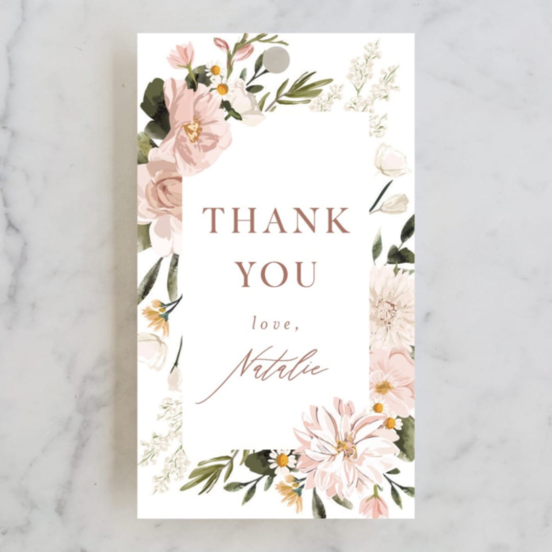 "Floral Wisp" - Bridal Shower Favor Tags in Rose by Susan Moyal - Front