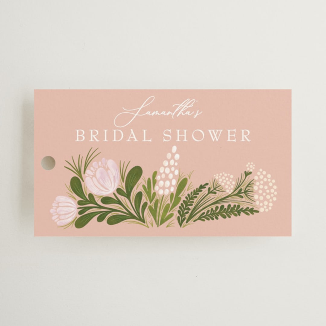 "Floral Harvest" - Bridal Shower Favor Tags in Rose by Paper Sun Studio - Front