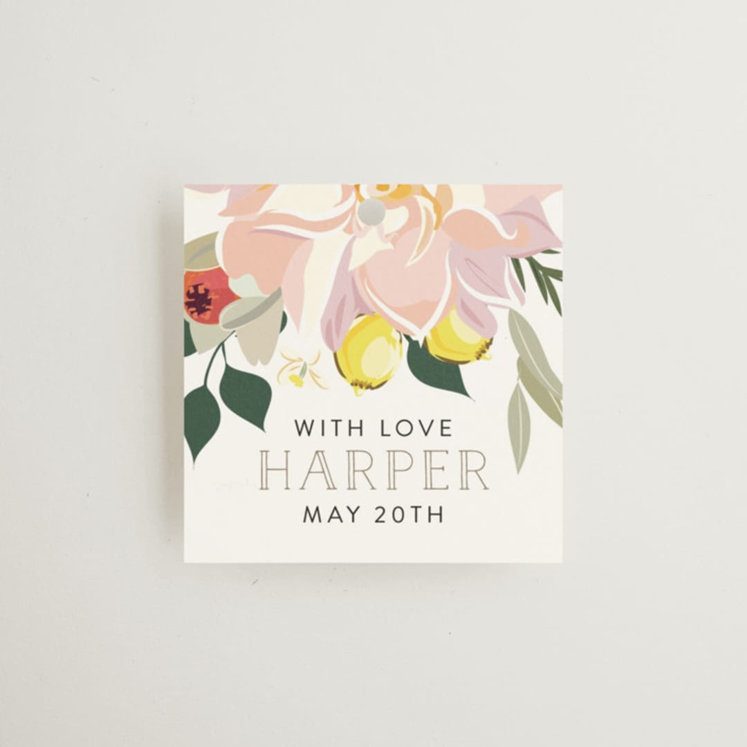 "Spring Blooms" - Bridal Shower Favor Tags in Blush by Susan Moyal - Front