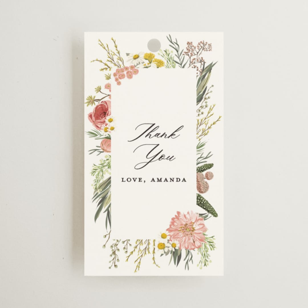 "Organic Florals" - Bridal Shower Favor Tags in Blush by Susan Moyal - Front